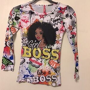 Colorful girl boss long sleeve shirt